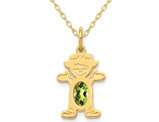 6x4mm Natural Peridot Little Baby Girl Charm Pendant Necklace in 14K Yellow Gold